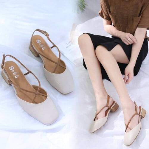 Wood Heels cover toe sandals women casual grandma shoes woman mary janes square toe buckle strap sandalias mujer footwear 2021