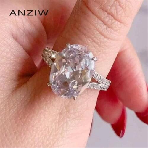 925 Sterling Silver Women Engagement Big oval Cut Rings Simulated Diamond Wedding Silver Bridal Ring Jewelry Party Jewelry