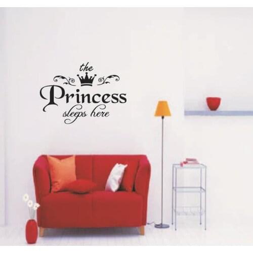 1PC New Arrival DIY Removable The Princess Sleeps Here Wall Stickers Art Decals Home Baby Girls Room Bedroom Dormitory Decor