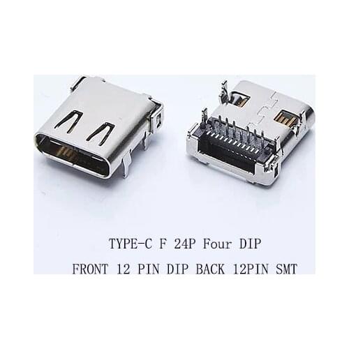 10PCS USB 3.1 Type-C Connector 24PIN 12PIN DIP 12PIN SMT L=10MM Female Jack Socket Terminal Phone Notebook Laptop Tail Charging