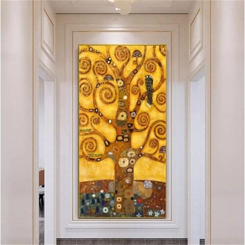 100% Hand Painted Classic Artist Gustav Klimt kiss Abstract Oil Painting Canvas Modern Art Wall Pictures For Living Room Cuadros