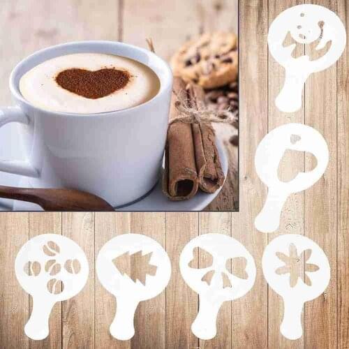 16Pcs Plastic Drawing Mould Fancy Coffee Printing Model Template Flower Coffee Milk Gadgets Kitchen Accessories Spray Foam H9C9