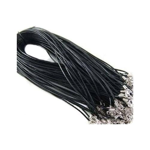 20pcs/lot 2mm 45cm lobster clasp extension chain Jewelry necklace Genuine Leather cords Bracele Cord string dfg4w