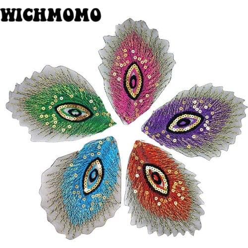 2020 New Fashion 4 Pieces 108*45mm Hand Embroidery Peacock Feathers Charms Pendant for DIY Earring Jewelry Accessories