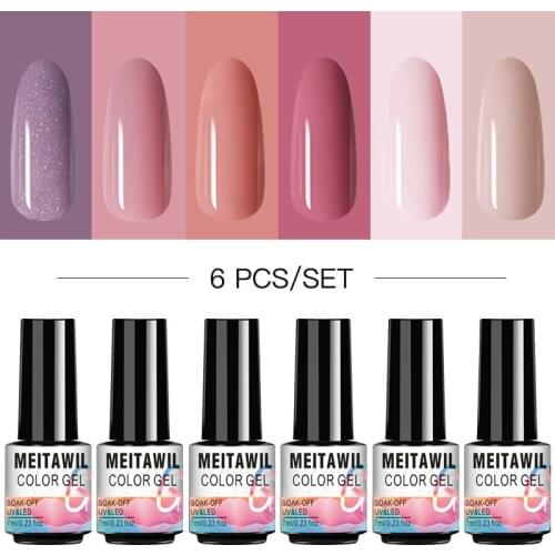 7ml Glitter Gel Nail Polish Set 4PCS/6PCS Nail Kit Semi Permanent Base Top Coat UV LED Nail Vernis Art Gel Polish Set