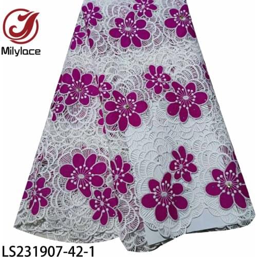 African Guipure Lace Fabric 2020 High Quality Nigerian Cord Lace Fabric France Water Soluble Lace for Wedding Dress LS231907-42