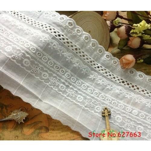 Apparel accessories 10yards/lot off-white 11cm width cotton embroidery Lace trim sewing/garment accesorries