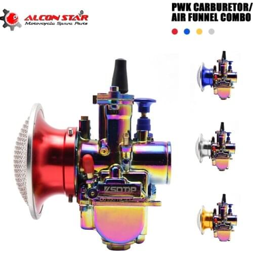 Alconstar- Universal Multicolor Motorcycle 21 24 26 28 30 mm Carburetor with 50mm air filter cup For PWK OKO Keihin Racing Moto