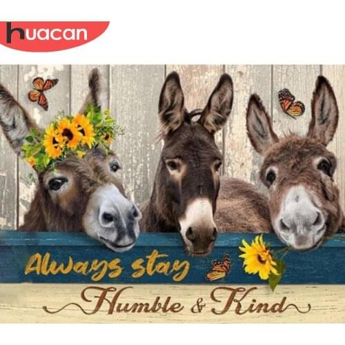 HUACAN 5d Diy Diamond Painting Donkey Full Square/round Diamond Embroidery Mosaic Animal Sunflower Home Decor