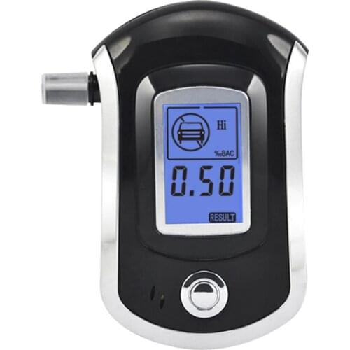 AT-6000 Breathalyzer Alcohol Detector Digital LCD Screen Battery Power Hand-Hold Professional BAC Tracker with 5 Mouthpieces