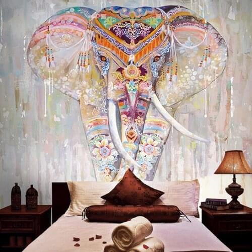 Bacal 3D Papel Mural Thailand Elephant Wall Decor 3d Animal Wallpaper Mural for Yoga Background Photo Wall paper Home Decor huda