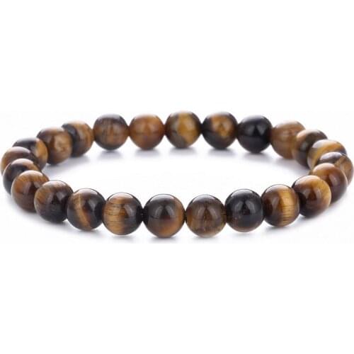 Simple Design Natural Stone Beads Buddha Bracelet Vintage Brown Tiger Eyes Yoga Bracelet For Men Women Hand Jewelry Homme