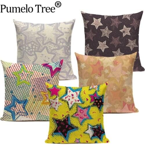 Colorful Stars Pillow Case Abstract Five-pointed Star Printed Throw Pillow Cover Hotel Home Decor Sofa Cushion Cover Kissenbezug