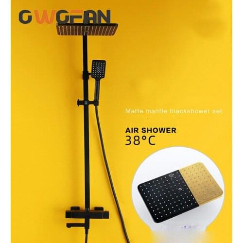 Black Bathroom Shower Faucet Mixer Wall Mount 8" Rainfall Shower Set Mixer Tap Brass Tub Spout Bath Shower Mixers R45-526