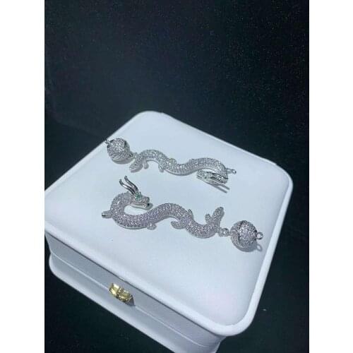 Zircon micro inlay Chinese dragon 5 color tassel pendant bracelet clasp domineering dragon diy magnet clasp