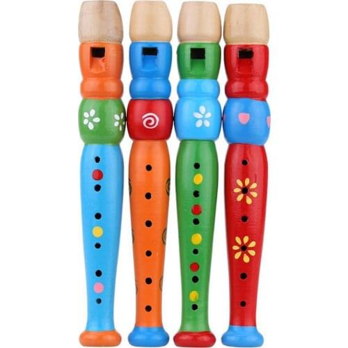 Colorful Wooden 6-hole Piccolo Clarinet Piccolo Children Toddler Early Musical Instrument Educational Toy Gift