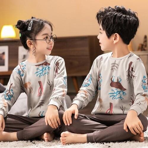 Winter Kids Pajamas Set Children Christmas Sleepwear Cotton Girls Cotton Pyjamas Nightwear Home Clothes For Boys 4 6 8 10 12Year