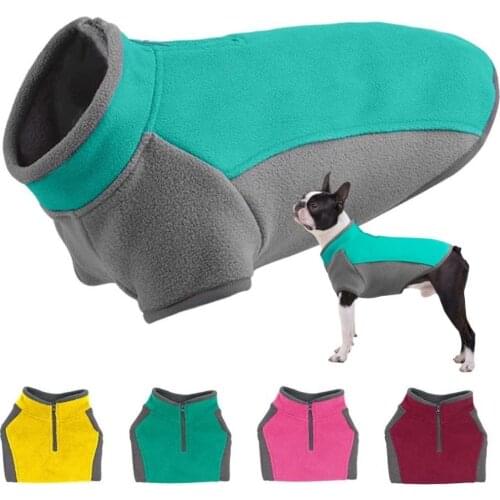 Stretch Fleece Dog Warm Jacket Pet Coat Clothing Outfit Vest Pug Chihuahua Puupy Half Zip Dog Pullover Sweater For S/ M/ L Dogs