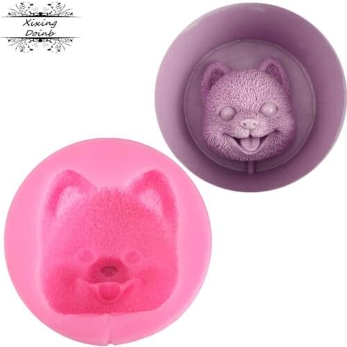 DIY cute dogs head shape silica gel mold sugar technology candy mold cake decoration tool chocolate lollipop production mold