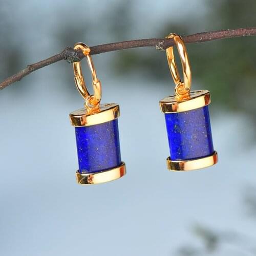 Natural Hetian Jade Earrings Lapis Lazuli Earrings S925 Sterling Silver Blue Earrings 2020 Hot New Products Ornaments Women