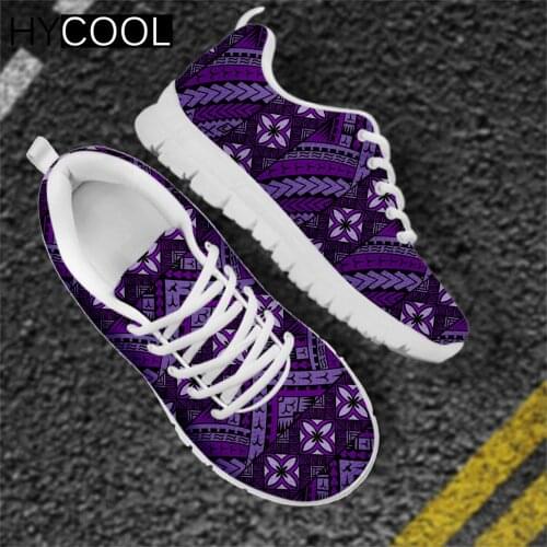 HYCOOL New Trend Hawaii Poly Flower Pattern Printing Women Platform Running Shoes Breathable Lace Up Ladies Shoe Zapatos Mujer