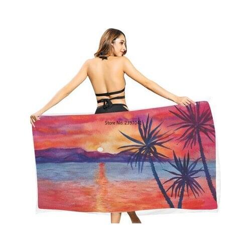 Creative Printed Quick Drying Beach Towel Outdoor Portable Travel Sunscreen Shawl Towel Swim Pool Lounge Chair Cover Blanket