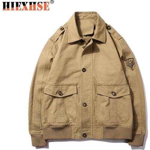 Jacket Men Casual Brand Big Pocket Pure Cotton Coat Streetwaer Bomber Pilot Jackets Military Tactical Air Force Flight Man Cloth