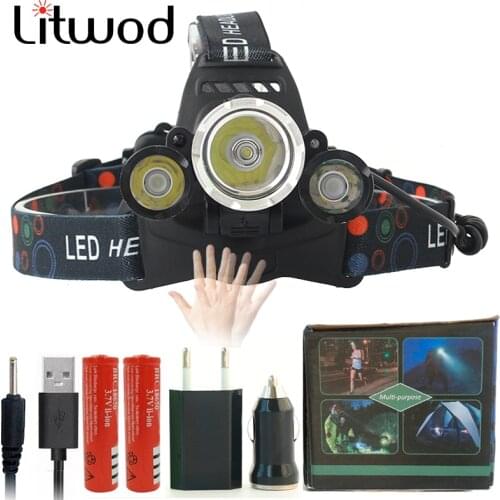 Litwod Z20 Sensor led headlight headlamp XM-L T6 20000LM head flashlight torch cree led head lamp waterproof light 18650 battery