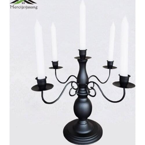 Metal Candle Holders Candlestick 3/5-arms Candle Holder Vintage Iron Stand Pillar for Wedding Home Decoration Candelabra GZT028