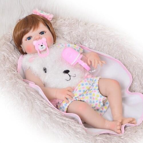 Fashion 23 Inch Silicone Reborn Baby Dolls So Truly Newborn Babies Full Vinyl Body Baby Toys For Girl Playmates Birthday Gift