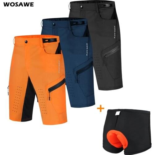 WOSAWE Mens Cycling Shorts Mountain Bike Downhill Shorts Loose Outdoor Sports Riding Running Road MTB Bicycle Short Trousers