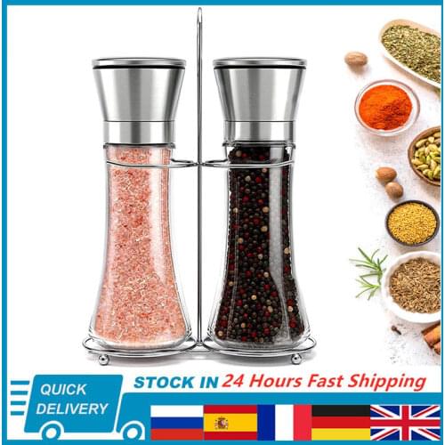 Pepper Grinder Set 304 Stainless Steel Manual Adjustable Coarseness Salt And Pepper Mill Grinder Spice Shakers Kitchen Tools