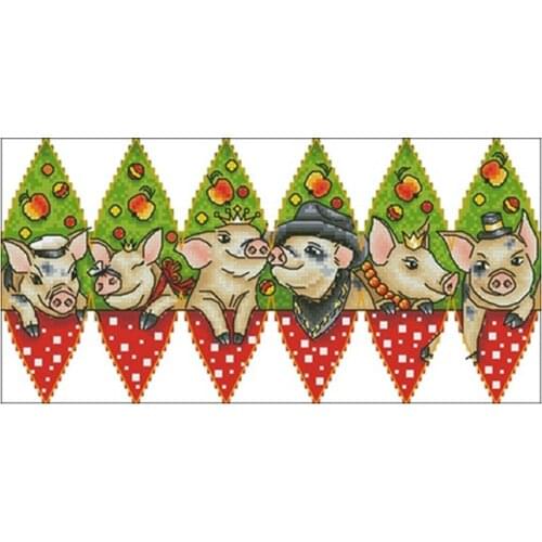 New Years pig patterns Counted Cross Stitch 11CT 14CT 18CT DIY Chinese Cross Stitch Kits Embroidery Needlework Sets
