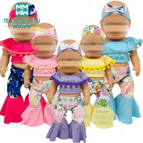 Clothes for doll fits 43cm new born doll accessories Fashion cartoon baby onesies clothes