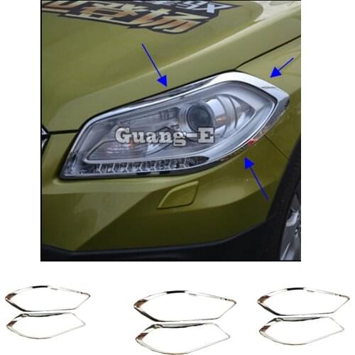 For Suzuki S-Cross Scross SX4 2014 2015 2016 2017 Front Head Light Lamp Detector Frame Stick Styling ABS Chrome Cover Trim Parts
