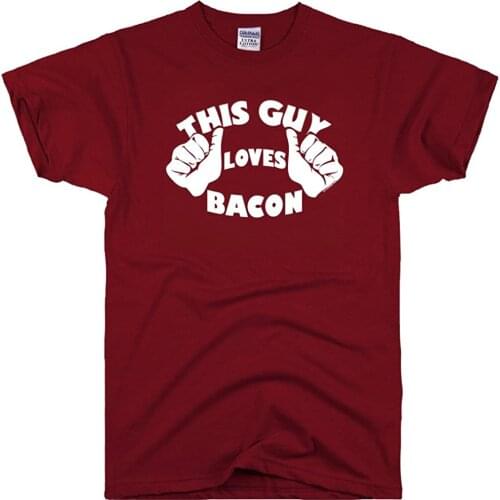 Slim Fit Cotton Clothing Mens This Guy Loves Bacon T Shirt Funny Male Gift T-shirts Custom