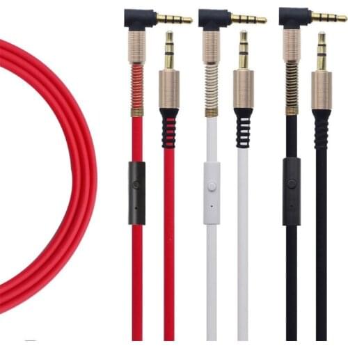 Qianqian56 3.5mm Male To Male Aux Cable Cord With Mic 90° Angle Car Headphone Jack