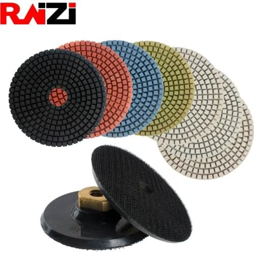Raizi 4 inch/100 mm granite polishing pads with 1 pieces rubber backer pads factory price sanding disc diamond polishing pads