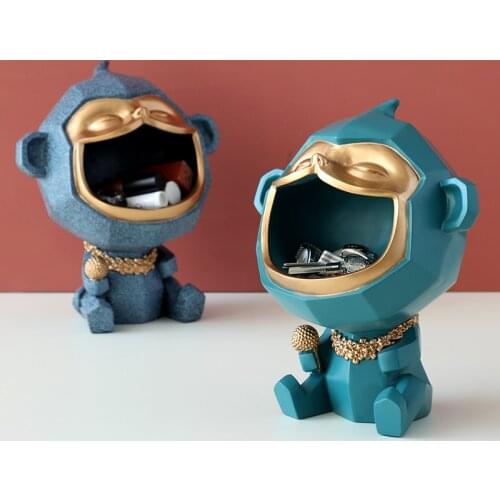Resine sculpture Ornaments Home Decoration Big Mouth Monkey Decorative Figurines Storage box Sculpture Modern Art Statues