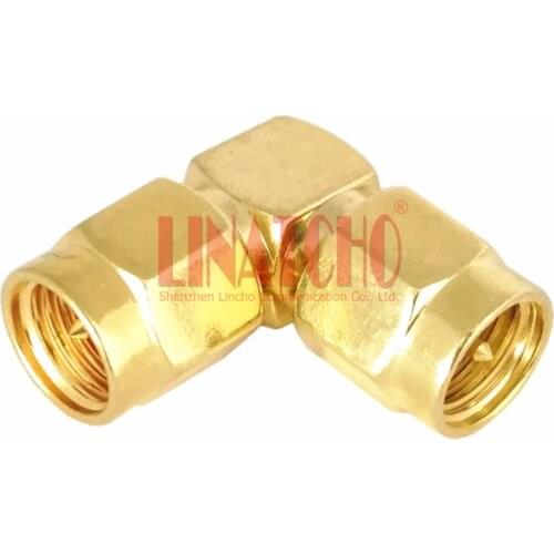 RF 50ohm Gold Plated Plug Elbow 90 Degree Connector SMA Male to SMA Male Right Angle Adapter