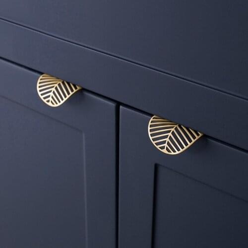 Leaf Shape Home Bedroom Kitchen Furniture Cupboard Cabinet Wardrobe Drawer Pull Knob Brass Door Handles Hardware