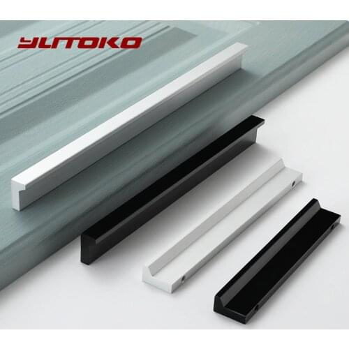 YUTOKO Cabinet Handles Silver Cabinet Drawer Solid Zinc Alloy American Modern Simple Black Wardrobe Door Cabinet Hardware