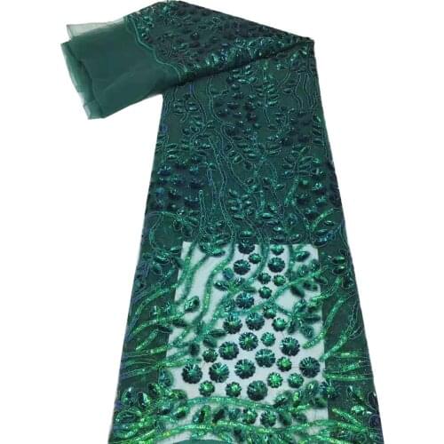 SJ Lace African Tulle Lace Fabric 2021 High Quality Nigerian French Tulle Lace Fabric With Sequence For Wedding dress fj3-94