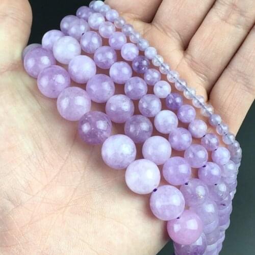 Natural Angelite Stone Light Purple Beads Smooth Round Loose Spacer Beads For Making Jewelry DIY Bracelets 15'Strand 4/6/8/10mm