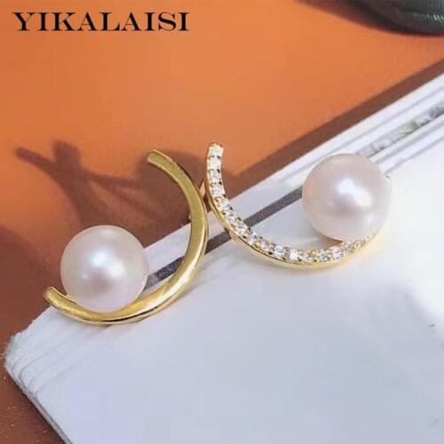 YIKALAISI 925 Sterling Silver Earrings Jewelry For Women 6-7mm Oblate Natural Freshwater Pearl Earrings 2021 New Wholesales