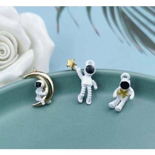 10pcs Cartoon Figure Enamel Charms Pendants Cute Cone Astronaut Metal Charms DIY Bracelet Earrings For Jewelry Accessories