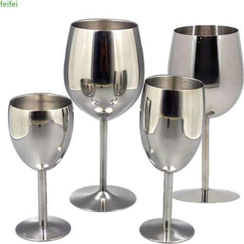 2Pcs Wine Glasses Stainless Steel 18/8 Metal Wineglass Bar Wine Glass Champagne Cocktail Drinking Cup Charms Party Supplies