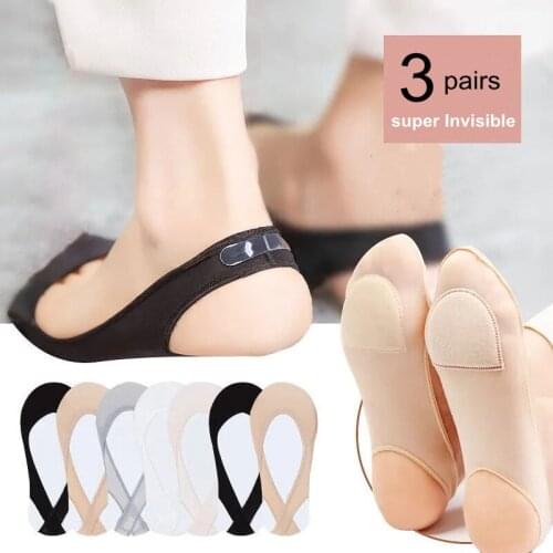 3 Pairs Invisible Socks Women Pack Summer Girls Sponge Sole Strap Sock High Heels Antiskid Boat Sox Slippers