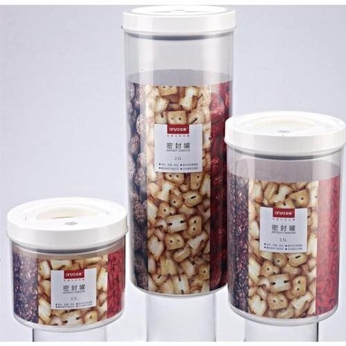 600/700/1000/2500ML Airtight Food Container Plastic Kitchen Refrigerator PP Round Tank Transparent Sealed Canister