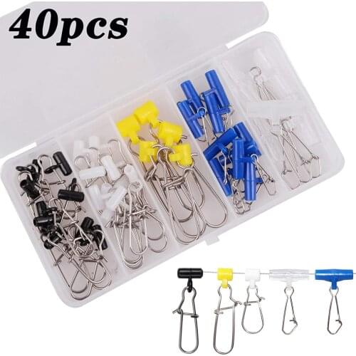 40Pcs/box Fishing Sinker Slider Sliding sinker with Safety Snap High Strength for jig rig Sinker Weight Connect Fish Tackle